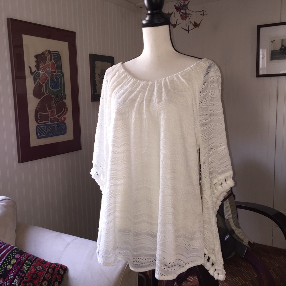 NWT Ivory Reba Boho Blouse Sz L